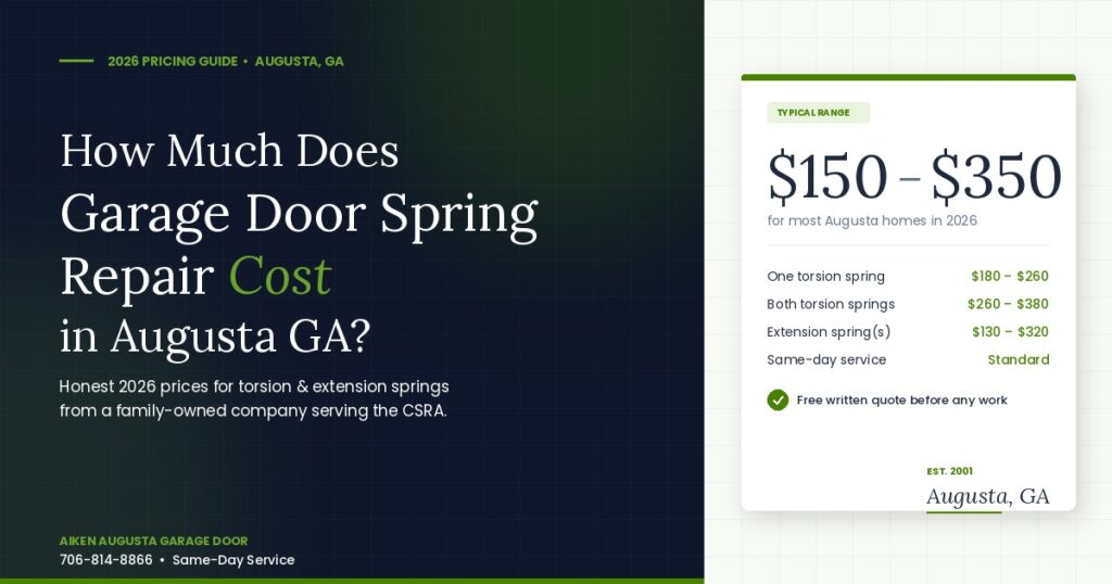What's the Real Price of Garage Door Spring Repair in Augusta GA? (2026 Pricing Guide)